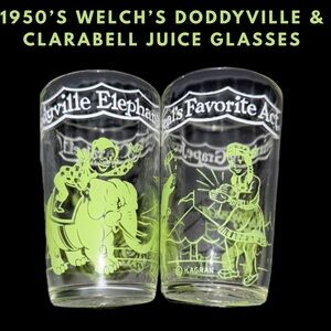 1950s Welch’s Doodyville & Clarabell Juice Glasses